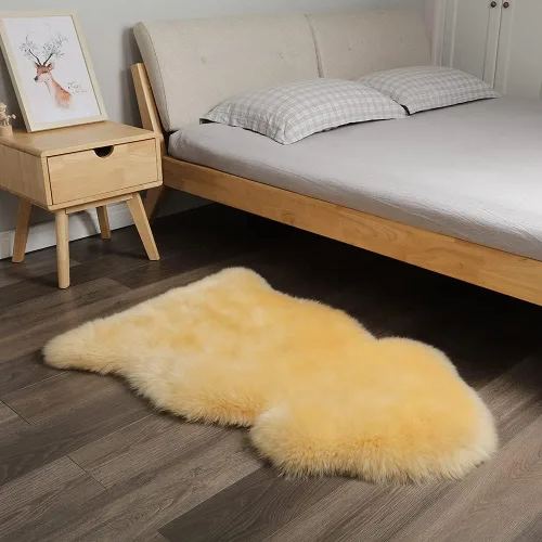 Miniatura 10 de AOGELAN Alfombra de oveja genuina de alta calidad, piel de oveja auténtica, esponjosa, esponjosa, de piel de cordero para niños, dormitorio, sofá