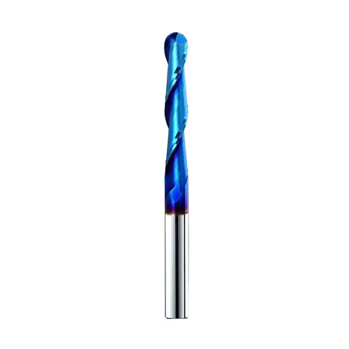 Nariz esférica Cortador de fresado de extremo de 0.1 grados Fresas de enrutador CNC Herramienta de fresado en espiral con revestimiento nano azul