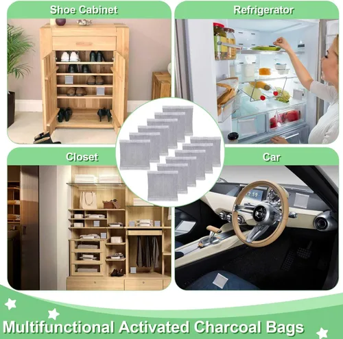 Miniatura 7 de 12 absorbentes de olores de carbón, absorbente de olores de carbón activado para el hogar, bolsa purificadora de aire de carbón de bambú