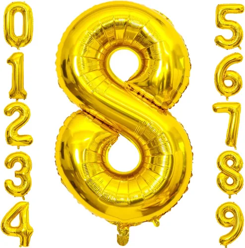 Miniatura 18 de Globo dorado grande de 40 pulgadas con letras del alfabeto de Mylar de aluminio de helio, globos de número grande para cumpleaños, aniversario
