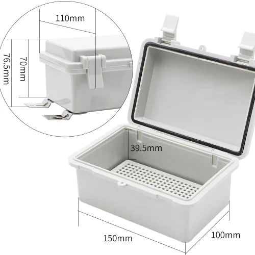 Miniatura 2 de MAKERELE - Caja de conexiones exterior pequeña impermeable para exterior con cerradura y soporte de pared 5.9" x 3.9" x 2.8" (150x100x70mm) con tapa