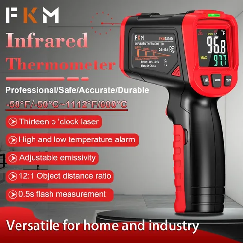 Miniatura 2 de FKM Pistola de Termómetro de Infrarrojos, Pistola de Termómetro Láser sin Contacto para Industrial, HVAC, Motor, Cocina, Termómetro de Temperatura