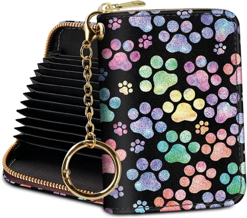 Miniatura 17 de Tarjetero Cartera RFID para Tarjetas de Crédito, Cartera Pequeña para Tarjetas para Mujeres con Llavero con Cremallera, Carteras para Tarjetas