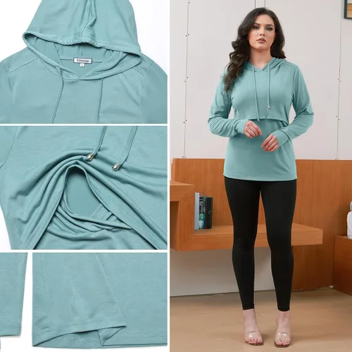 Miniatura 186 de GINKANA Sudadera con capucha para mujer, manga larga, lactancia materna, ropa casual