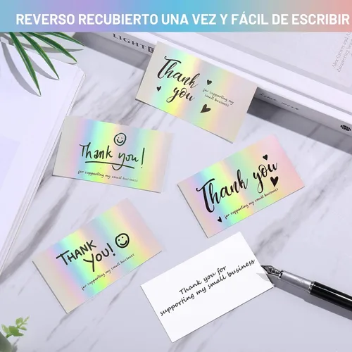 Miniatura 4 de 120 Tarjetas de Agradecimiento para Pequeñas Empresas, Mini 6 Estilos Tarjetas de Agradecimiento por Apoyar Notas de Compras Tarjetas