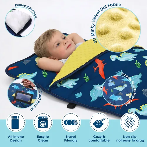 Miniatura 5 de ACRABROS Toddler Nap Mat with Pillow and Blanket, Large Rolled Napping Mats,Slumber Bags for Boys Girls,Kids Sleeping Bag for Daycare, Preschool