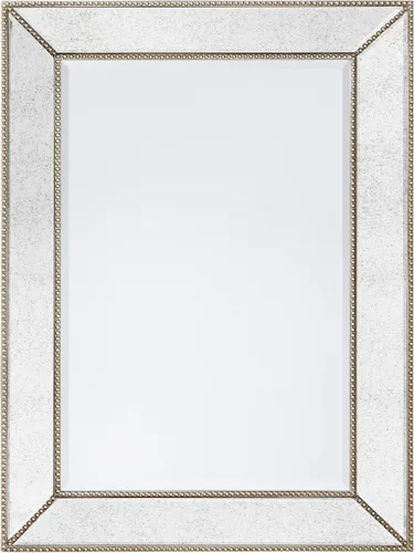 Empire Art Direct Espejo de pared rectangular con marco de madera maciza biselada con cuentas de champán, listo para colgar, sala de estar,