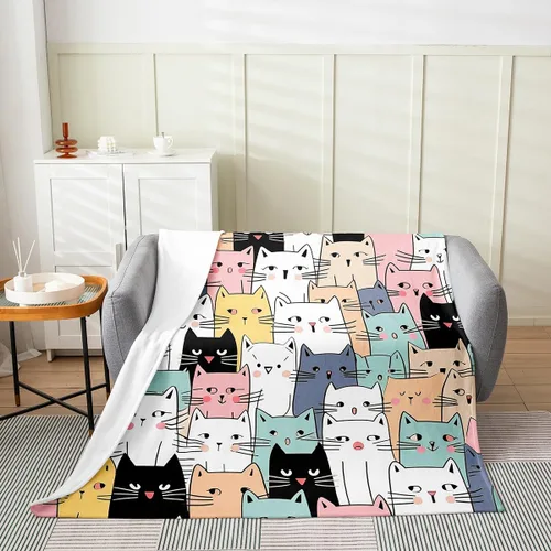 Miniatura 14 de Feelyou Coche de dibujos animados para niños, manta de franela de forro polar para construcción, manta mullida para decoración de camiones, cama