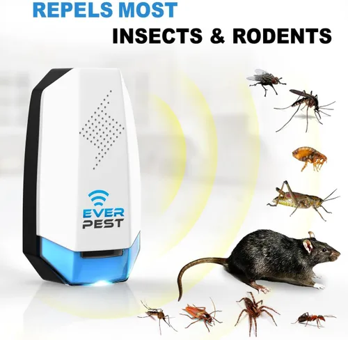 Miniatura 2 de Enchufe ultrasónico de control de plagas, paquete de 2 unidades, defensor electrónico de insectos - Mosquito de ratón para cucarachas - Rechazo