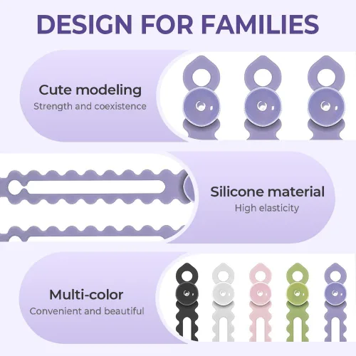 Miniatura 5 de Nuevo organizador de cables de datos, sujetacables de silicona reutilizables, organizador de cables de alta elasticidad para agrupar y sujetar