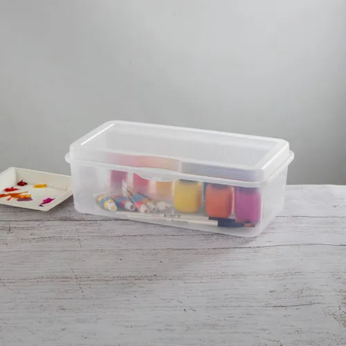 Miniatura 4 de Sterilite Paquete de 6 Cajas de Almacenamiento Rectangulares Grandes con Tapa Abatible, de Plástico Transparente con Tapa con Bisagras - Organizador