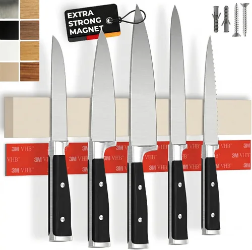 Miniatura 15 de Portacuchillos magnético para pared, 10" no requiere perforación, incluye cinta autoadhesiva, extra fuerte para sujetar cuchillos – Tira magnética
