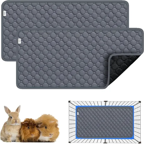 Miniatura 18 de Forro de Jaula para Cobayas, 150x79 cm 2 Pack Ropa Lavable para Cobayas, Impermeable Reutilizable y Antideslizante, Almohadilla Súper Absorbente Gris