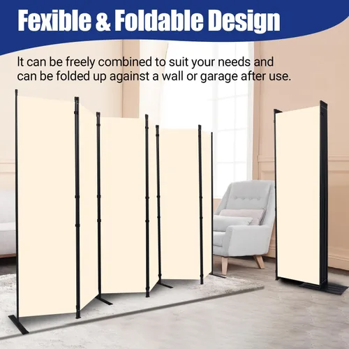 Miniatura 4 de Divisor de habitación y pantallas plegables de privacidad, 6 paneles de 132 pulgadas de ancho, divisores de habitación portátiles para separación