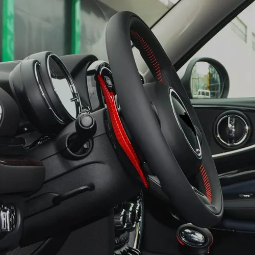 Miniatura 5 de AIRSPEED Extensiones de fibra de carbono para volante de palanca de cambios, accesorios interiores para Mini Cooper Clubman F54 F55 F56 F57 F60 rojo