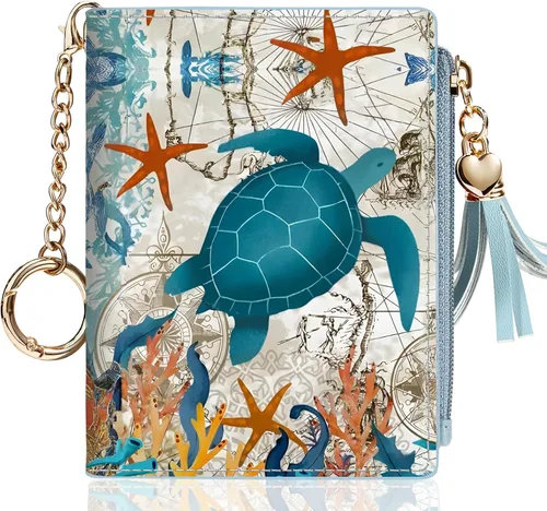 Miniatura 11 de Gostwo Billeteras pequeñas para mujer, elegante cartera para mujer con ventana de identificación, bolsillo con cremallera para monedas y borla.