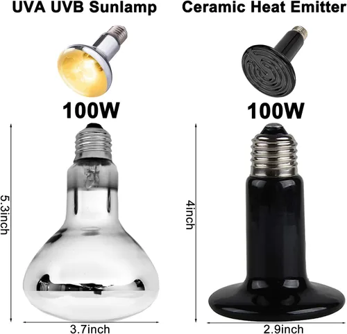 Miniatura 2 de DXOPHIEX Accesorio de lámpara de reptil doble de 15 pulgadas, accesorio de lámpara de calor de reptil doble Max 150W con luz solar UVA UVB de 100W