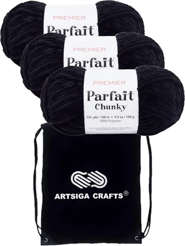 Miniatura 49 de Premier Yarns Parfait Chunky Mushroom 1150-41 (6 madejas - mismo lote de tinte) Peso S Bulky #6 Hilo de poliéster para ganchillo y punto con bolsa