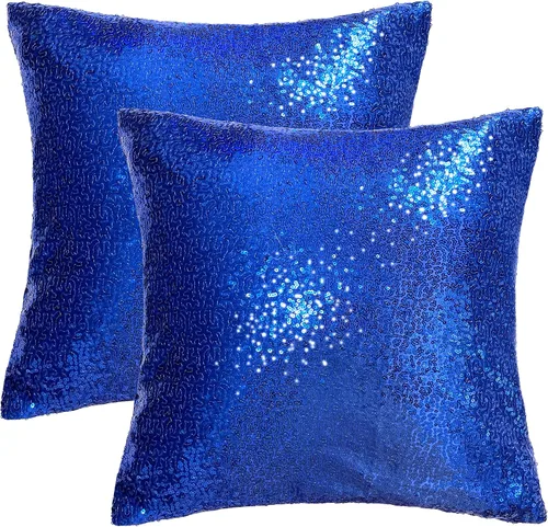 Miniatura 11 de iMaylex Juego de 2 fundas de almohada decorativas cuadradas brillantes con lentejuelas para Pascua, fiesta lumbar, otoño, boda, Navidad, Año Nuevo
