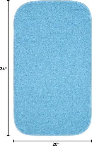 Miniatura 3 de Garland Rug Gramercy - Alfombra de baño rectangular lavable de polipropileno de felpa de 20 x 34 pulgadas, color azul lavabo, suave, absorbente