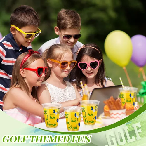 Miniatura 5 de Qinyoung 100 unidades de suministros para fiestas de pelotas de golf Masters a granel, vasos de plástico transparente de 12 onzas, desechables, Azul