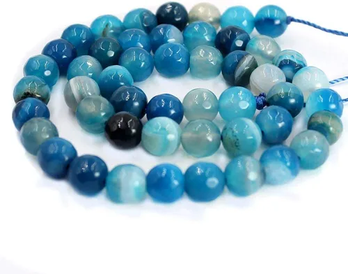 Miniatura 7 de Joyería Artesanía Natural 6 8 10 0.472 in redondo facetado ágata piedras preciosas sueltas DIY hilo 15" (0.236 in, ágata de ónix negro)