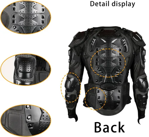 Miniatura 3 de Ridbiker Chaqueta protectora de motocicleta, rodilleras ajustables de 3 secciones, 1 par, protector de pecho de columna vertebral con protección