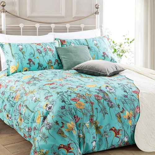Miniatura 4 de Windflower Bedding Bloomfield - Juego de funda de edredón floral de 3 piezas, algodón botánico, naturaleza, vides, ramas, pájaros, mariposas, flores
