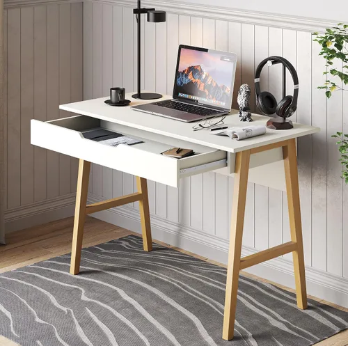 Miniatura 9 de Crafts and Comfort - Escritorio Pequeño Roma de Diseño Moderno para Dormitorio, Escritorio de Escritura Rosa de 40 Pulgadas con Estante Superior