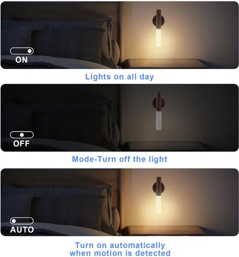 Miniatura 4 de LANDGOO Apliques magnéticos LED de pared, con sensor de movimiento automático, lámpara inalámbrica para montaje en pared, recargable, funciona