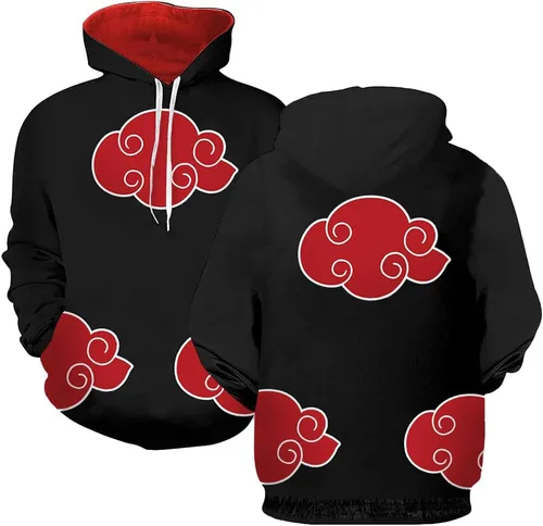 Miniatura 3 de Ficlwigkis Sudadera con capucha de anime para hombre, unisex, disfraz de anime (as1, alfa, L, regular, rojo blanco), Negro-rojo
