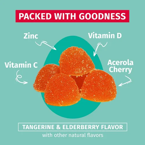 Miniatura 6 de TEJA Gomitas de apoyo inmunológico para adolescentes con vitamina D, VIT C, zinc y acerola. Suplemento bajo en azúcar, multivitamínico de inmunidad