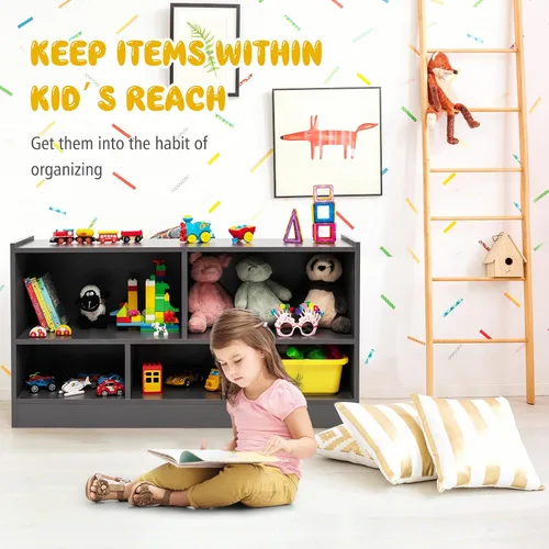 Miniatura 5 de HONEY JOY Organizador de almacenamiento de juguetes para niños, estante de almacenamiento de 5 secciones para preescolar, organizador de estante