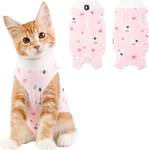 Miniatura 27 de Coppthinktu Traje de recuperación de gato para mujer, mameluco transpirable para después de la cirugía para heridas abdominales o enfermedades