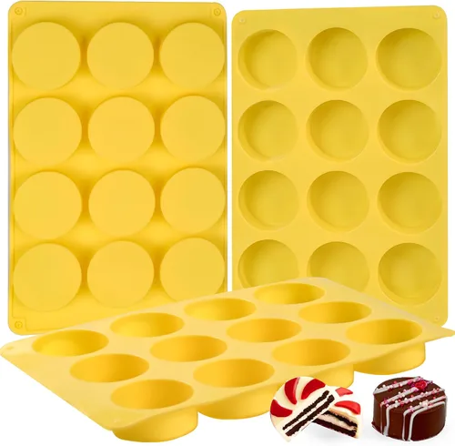 Miniatura 8 de Moldes de silicona para galletas de chocolate redondas, moldes de chocolate cilíndricos de 12 cavidades de SAGOOITS para oreo cubierto, galletas