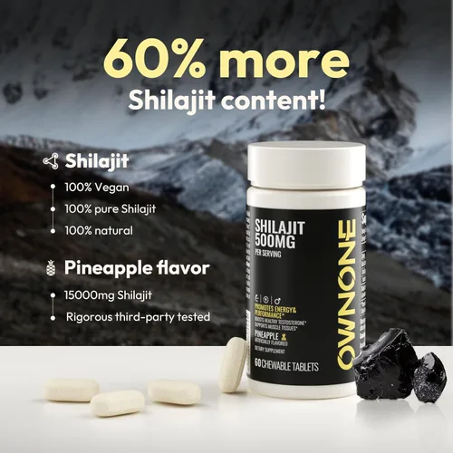 Miniatura 2 de Shilajit para hombres, 500 mg de fuerza extra, máxima potencia, auténtico shilajit del Himalaya, apoyo inmunológico, energía y cognición, 60 mesas