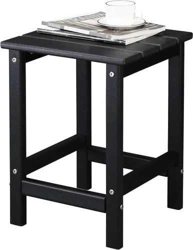 Miniatura 10 de Mesa auxiliar de patio, mesa de patio compuesta para piscina, mesas auxiliares de polietileno de alta densidad para patio trasero, piscina, Negro