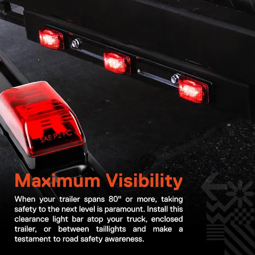 Miniatura 2 de True Mods 15" Barra de luz LED de 3 luces rojas para remolque [DOT FMVSS 108] [SAE P2] [IP67 sumergible] Sellada Identificación de marcha
