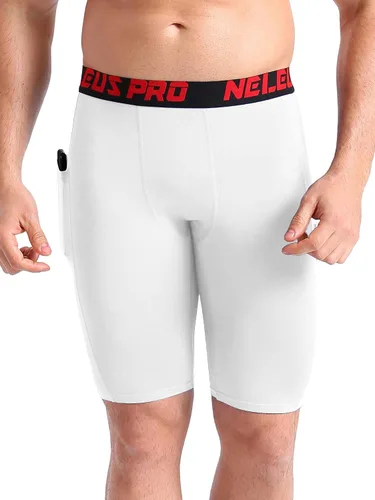 Miniatura 5 de NELEUS Paquete de 3 pantalones cortos de compresión para correr con bolsillos para hombre