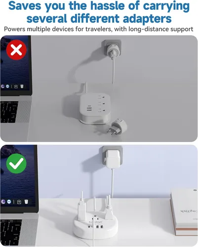Miniatura 5 de European Travel Plug Adapter with USB C, Multi Country Outlet Adapter with 3 AC Outlets and 4 USB Ports, Type A/C/G/I Plug Adapter for US to Most of