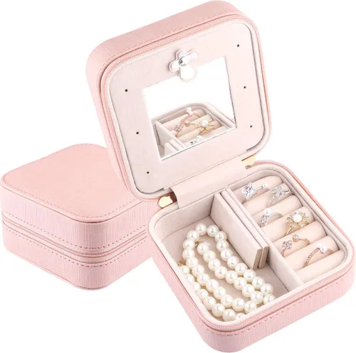 Miniatura 2 de Duomiila - Caja de joyería pequeña, mini organizador de viaje portátil, para anillos, aretes, collares. Un regalo para niñas y mujeres