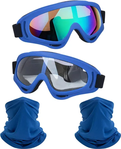 Miniatura 11 de LJDJ Gafas de motocicleta, paquete de 2 unidades, para motocross, ATV, motocross, senderismo, protección con 2 unidades de máscara bandana