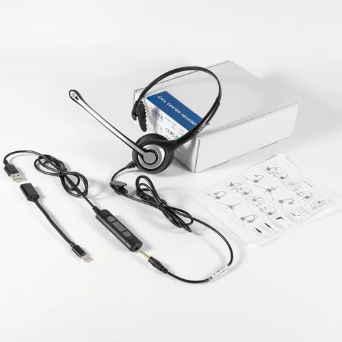 Miniatura 6 de Wantek Auriculares 3 en 1 USB/0.138 in/Tipo-C con micrófono con cancelación de ruido, auriculares mono para computadora con controles en línea
