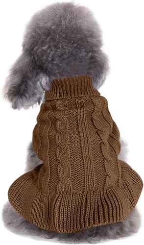 Miniatura 32 de Suéteres tejidos para perros pequeños, sudadera cálida para mascotas y gatos, ropa de invierno, suéter para gatitos y cachorros (Grande, azul claro)