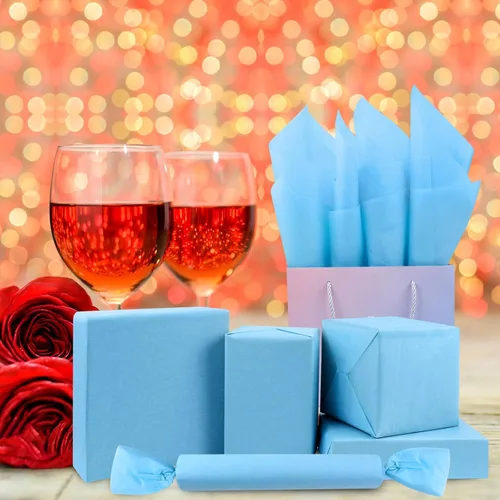 Miniatura 5 de Papel de seda azul claro, 80 hojas de papel de seda azul claro para envolver a granel de 14 x 20 pulgadas, papel de seda azul para bolsa de regalo