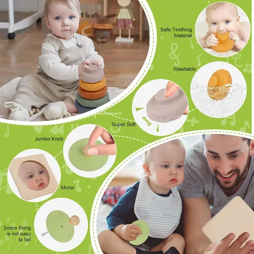 Miniatura 3 de Kit de juego Adena Montessori para bebés de 7-12 meses, juguetes educativos de desarrollo cerebral de 6 en 1 para niños pequeños que incluyen primer