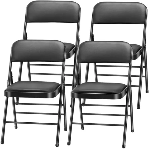 Miniatura 13 de Paquete de 2 sillas plegables acolchadas de espuma de metal con marco de acero (negro, gris, blanco) (paquete de 2, tela gris)