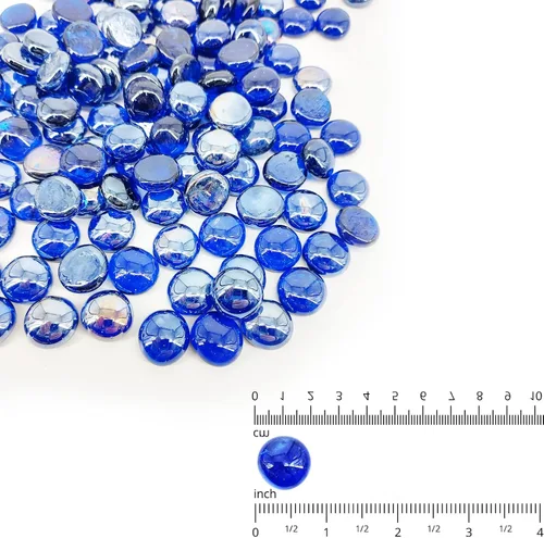 Miniatura 2 de Cuentas de vidrio de fuego de 19 libras para hoguera de 3/4 pulgadas, rocas de vidrio templado azul cobalto Cuentas de vidrio azul cobalto