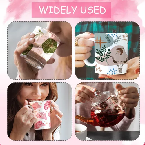 Miniatura 4 de YOKUSHI Envolturas de vasos UV DTF para 16 onzas, 15 hojas de calcomanías temáticas lindas calcomanías de transferencia para vasos de vidrio