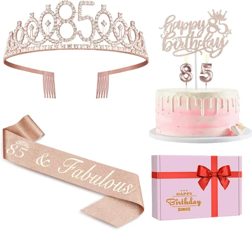 Miniatura 31 de Decoraciones de cumpleaños de 24 años para mujeres, incluyendo banda de cumpleaños, tiara/corona, velas numéricas y decoración de pastel, regalos